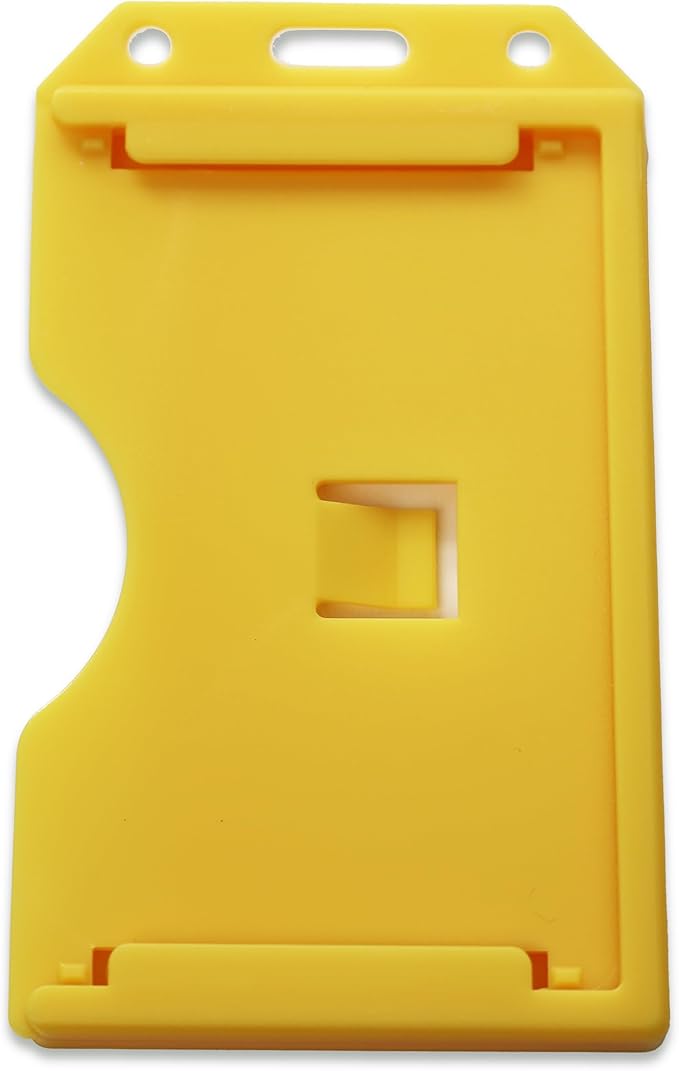 Heavy Duty 2-Sided Rigid Multi Card Holder - Hard Plastic Vertical ID Badge Holders for 2 Standard or Thick Prox Cards, Fuel Card, CAC, Work Badge by Specialist ID, Sold Individually (Yellow)