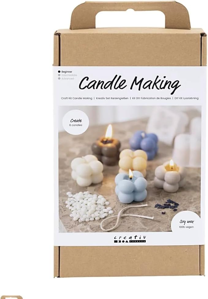 Creative Craft Kit Candle Making, Warm Beige, Cream, Light Blue, Soy Candles, 1 Pack