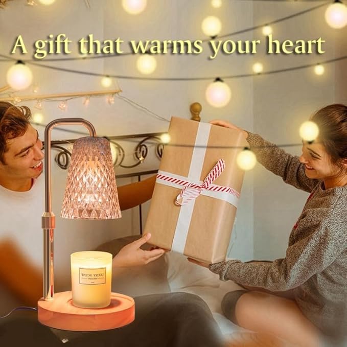JIMEI Candle Warmer Lamp with Timer Electric Wax Warmer for Scented Wax Melt Warmer Melter for Jar Candles Touch and Remote Control Dimmable Ajustable Height Gifts for Women 2 Bulbs, Star Glass