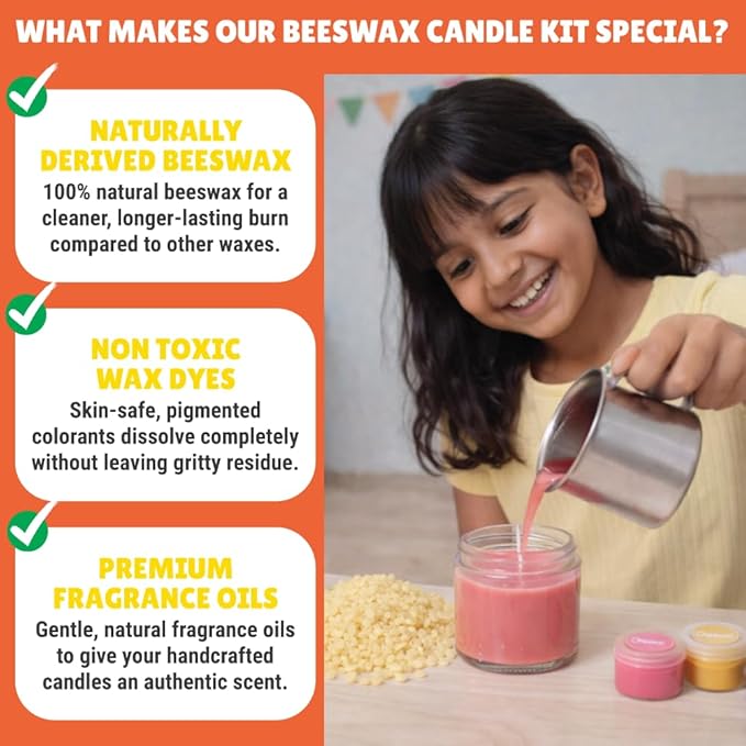 Kalakaram Aroma Beeswax Candle Making Kit, Pure & Natural Beeswax, 6 Decorative Jars, 6 Exotic Scents, Colors & More - Perfect for Home Decor & DIY Gifts - Beginner-Friendly Scented Candles Craft Kit