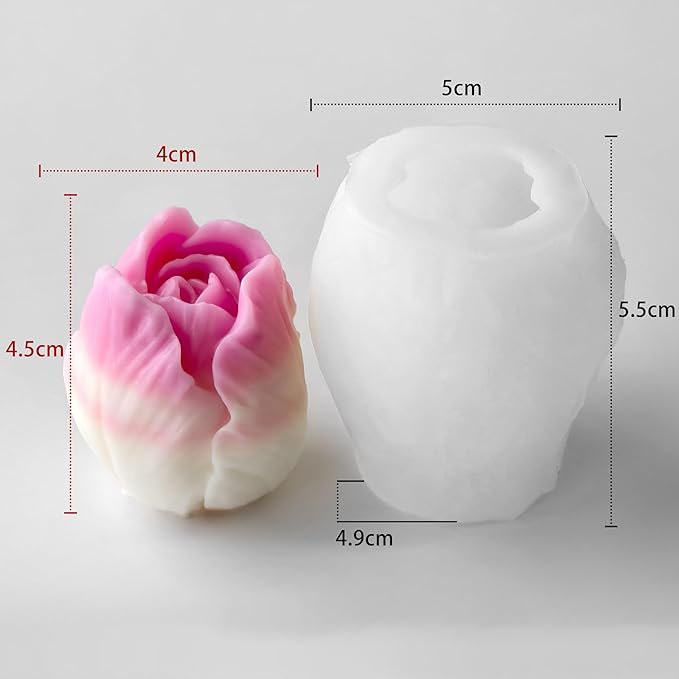 2 Pack Tulip Flower Peony Rose Succulent Cylinder Candle & Resin Mold - Resin Casting Silicone Molds for Home Decor & Candle Making Wave Spiral Mold