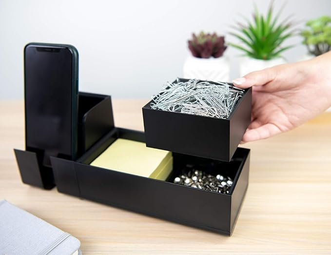 Bostitch Office Konnect Desk Organizer Accessory Tray, Stacks for Desktop Storage, Black