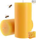 100% Pure Natural Beeswax Pillar Candles-170 Hours Long Burning Time Emergency Beeswax Candles | Organic Bees Wax for Home, Prayer, Christmas, Party | Unscented, Smokeless, Dripless 2 Pack (3×6 inch)