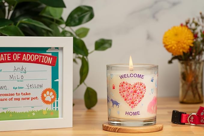 One Fur All Welcome Home Candle - Pet Odor Eliminator - Non-Toxic Scented Candle, Gotcha Day Gift