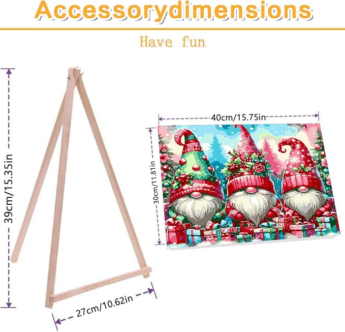 Meothan Framed Paint by Numbers Kits for Adults, Christmas Gnomes Paint by Number on Canvas with Easel for Home Wall Decor 11.8x15.7inch (30x40cm)