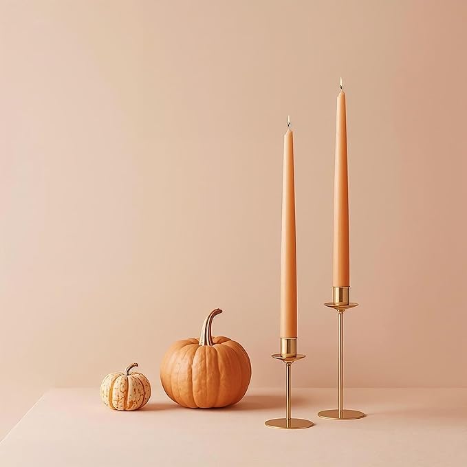 Tapered Dinner Candles - Soy & Paraffin Blend, Dinner Candles with Long-Lasting 7-Hour Burn for Stylish Homes - Candle in Curated Colors Ideal Gift for Hosts, Brides & Event Planners-Orange