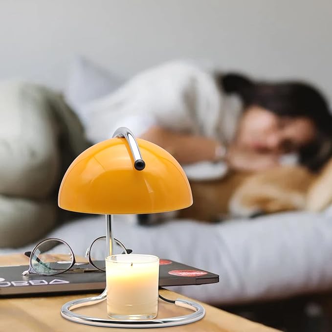 Modern Metal Candle Warmer lamp, Compatible with Yankee Candle Large Jar, with Timer Warmer Candle Lamp, Suitable for Melting and Heating Jam Candles in Small and Large Jars (Orange)