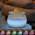 Ceramic Wax Melt Warmer for Scented Wax Warmer with 7 Colors LED Ambiance Light 3-in-1 Electric Fragrance Candle Burner for Home Office Deco Birthday Gifts for Women Girl Mom Daughter (White-02)