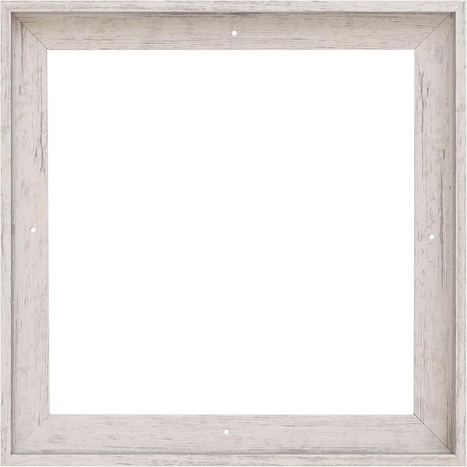 Pixy Canvas Floater Frame 5x5 for 1-1/2 (1.5) inch Deep Canvas Paintings/Canvas Prints/Wood Canvas Panels/Wall Art/Wall Decor/Home Decor/Artwork (Distressed White, 5 x 5 inch, Square)