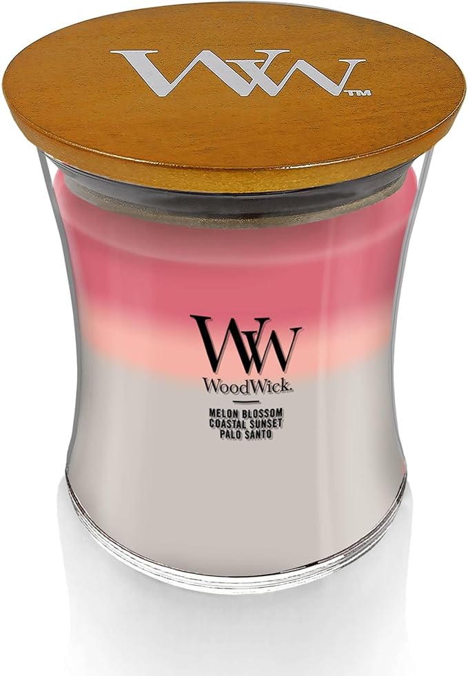 WoodWick Shoreline Trilogy Gifts for Women and Men, 9.7 oz Medium Hourglass Trilogy Candle with Crackling Wick