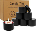 DINGPAI 24 Pcs Black Candle Tins, 4 oz Black Empty Candle Tin with Lids for DIY Candles Making, Matte Full Black Candle Jars for Candle Making, Storage, Christmas Candle Gifts