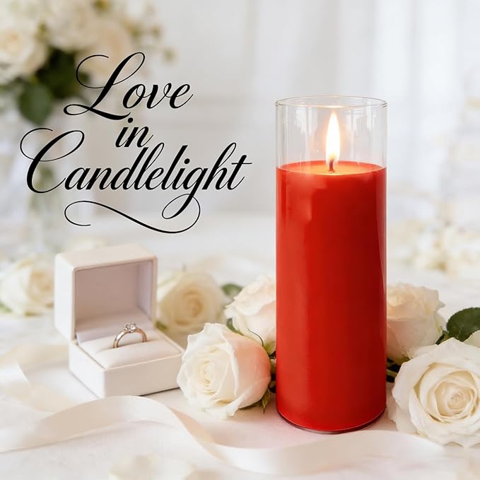 2.24x7 inch 7 Day Red Pillar Candles in Glass, Set of 4, 120 Hour Burn time, Unscented Prayer Candles, Religious Candle, Candles for Memorials, Emergency Vigil Candle