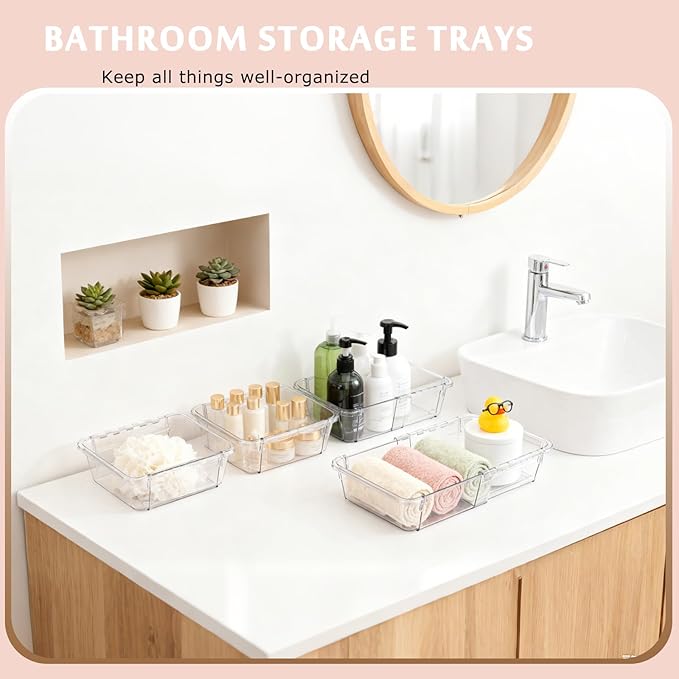 15 Pcs Extendable Drawer Organizer, 2 Sizes Adjustable Makeup Organizer For Drawer, Bathroom Drawer Organizer Tray, Clear Acrylic Vanity Storage Bin for Makeup, Cosmetic, Desk Drawer Organizer