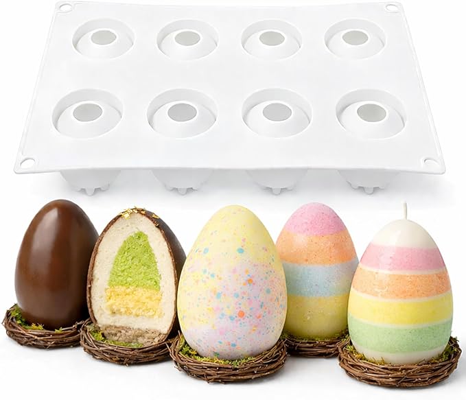 3D Christmas Tree Silicone Molds Large Christmas Molds Xmas Tree Pan Silicone Mold Christma Cake Mold for Mousse Cake Muffin Baking Jello Chocolate Ice Cube Soap Candle Lotion Bar Bath Bomb (Egg)