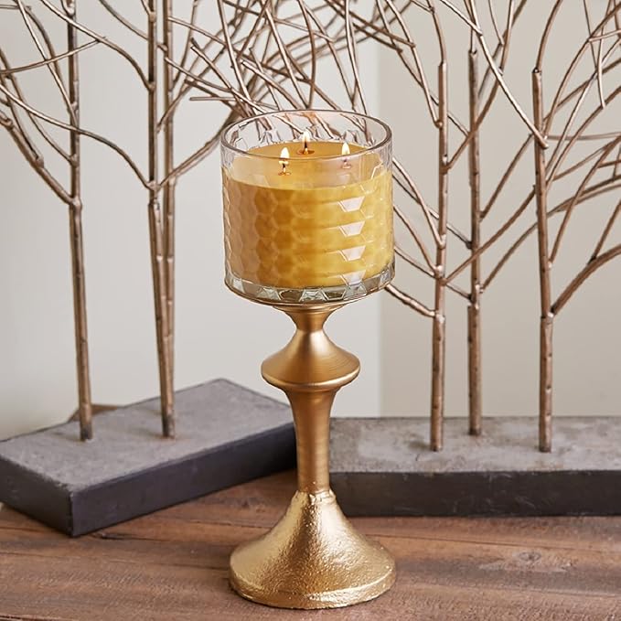 Root Candles Fall Scented Candles Honeycomb Glass Premium 3-Wick Handcrafted Beeswax Blend Candle, 12-Ounce, Bourbon Pear