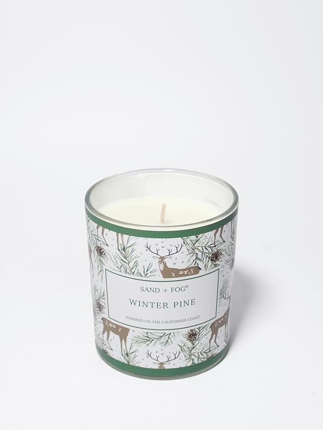 Sand + Fog Scented Candle - Winter Pine – Additional Scents and Sizes – 100% Cotton Lead-Free Wick - Luxury Air Freshening Jar Candles - Perfect Home Décor with Metal Lid – 11.5 oz