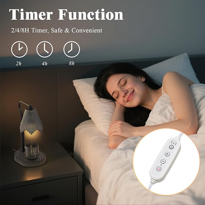 Candle Warmer Lamp with Timer & Dimmable 4-Level Brightness - Adjustable Height,for New Home Bedroom, Gifts for Women (Black)