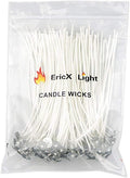 EricX Light 100 Piece Natural Candle Wick, Low Smoke 6" Pre-Waxed & 100% Natural Cotton Core,For Candle Making,Candle DIY