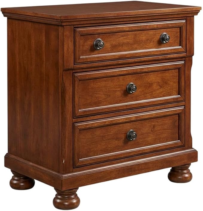 Furnifact Cherry Nightstand with Smooth Finish, Sturdy Construction, Spacious Storage Drawer, Elegant Design, Ideal for Bedroom Organization and Decor