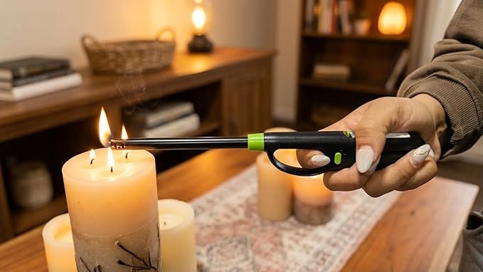 Long Reach BBQ Utility Lighter with Safety Lock, Multipurpose for Grill, Candles, Stove, Fireplace, Assorted Colors, 3 Pack