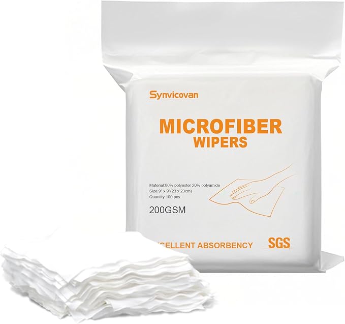 Microfiber Wipes 9"x9"(100 Pcs,Class 100, 200GSM) Superfine Lint Free Cloths Cleaning and Drying Cloths Reusable Ultra Absorbent for All Surface Types
