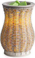 Candle Warmers ETC. Illumination Fragrance Warmer- Light-Up Warmer for Warming Scented Candle Wax Melts and Tarts or to Freshen Room, Graywash Wicker