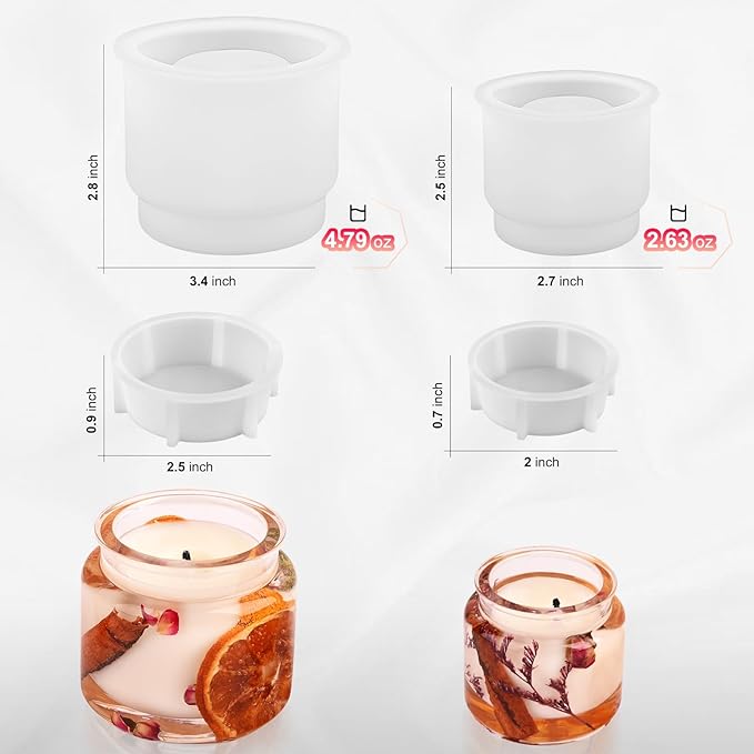 Actvty Jar Silicone Molds, Jar Resin Mold with Lids, 2 Sets of Candle Jar Molds of Different Sizes, Epoxy Resin Casting Mold for DIY Jewelry Storage Box, Candle Jar, Craft Gifts