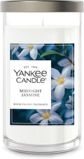 Yankee Candle Medium Pillar Scented Candle with up to 115 Hour Burn Time, Premium Plant Wax Blend for Consistent Burn, 14.25 oz Pillar Candle with Room Filling Fragrance, Midnight Jasmine