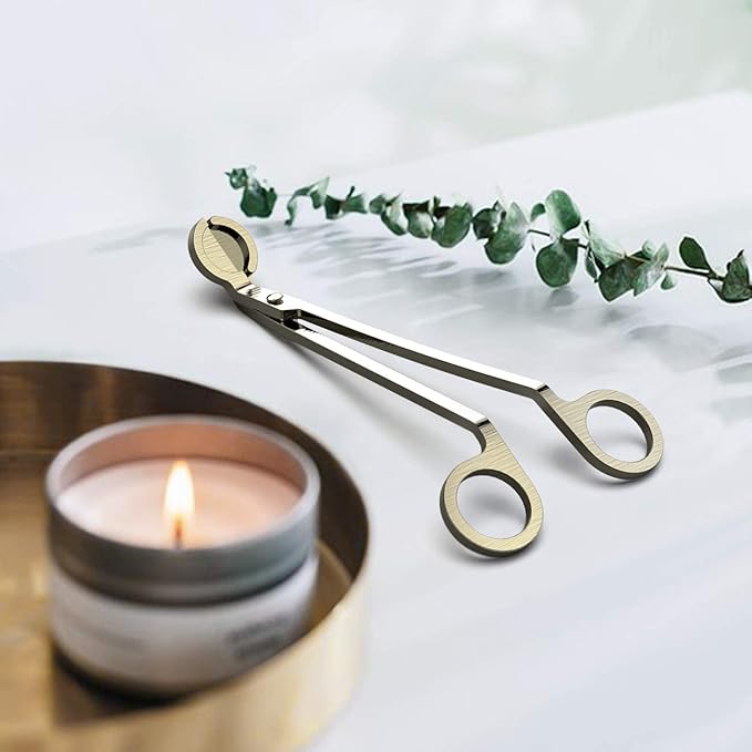 Candle Wick Trimmer, Wick Cutter with Sharp Angled Blades Candle Scissors, Brushed Brass in Elegant Fishing for Candle Care, Sturdy Antique Bronze Trimmer
