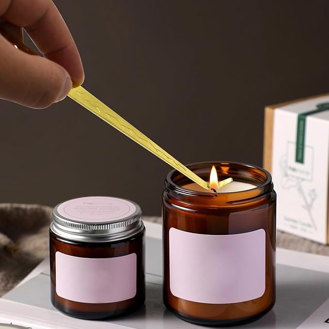 MrMrKura 4 in 1 Candle Accessory Set, Candle Snuffer, Candle Wick Cutter, Candle Dipper, Storage Tray Plate, Candle Care Kit with Velvet Pouch for Candle Lover (Gold)