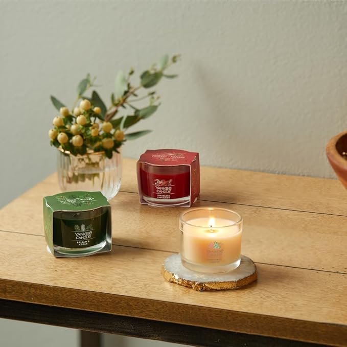 Yankee Candle Signature Votive Mini Candle Jar, Christmas Cookie Scent, Natural Soy Wax Blend Candle with Natural Fiber Wick, 1.3 OZ Glass Jar (Pack of 6)