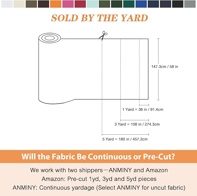 ANMINY 100% Waterproof Outdoor Fabric 8 Yards, 58" W 600D Marine Canvas Fabric with PVC Backing, Ripstop Upholstery Material by The Yard for Furniture Boat Covers Tent Awning, Orange