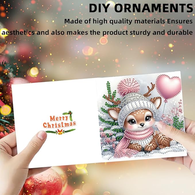 6PCS Christmas DIY Art Greeting Cards Congratulations Cards & Gifts – DIY 5D Diamond Painting Kit, Sparkling Crystal Rhinestone Art, Handmade Home Decor & Gift