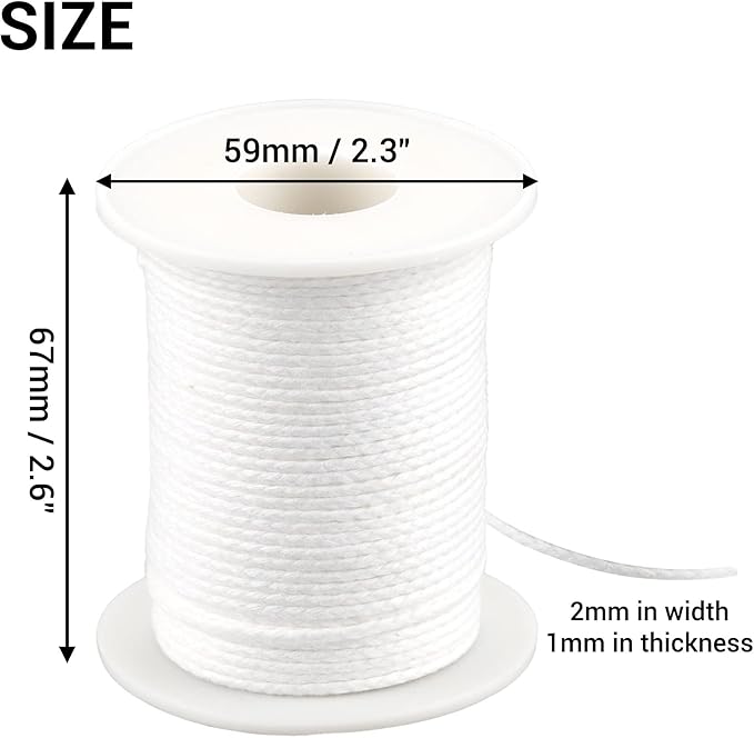 400 Ft Braided Wick 24 Ply Candle Wick Spool 2 Rolls Braided Wick Spools Bulk Cotton Yarn Embroidery Thread for Candle Making Candle DIY
