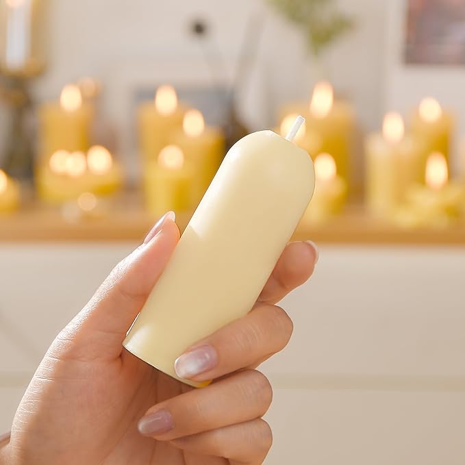 White Small Pillar Candles 16-Pack - 10-Hour Long Burning 100% Natural Beeswax Candles, Perfect for Everyday Use, Home & Travel, Power Outages，Classic Pillar Style (3.5"x1.3")
