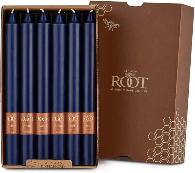 Root Candles Unscented Dinner Candles Premium Beeswax Blend Boxed Candle Set, 9-Inch, Abyss, 12-Count