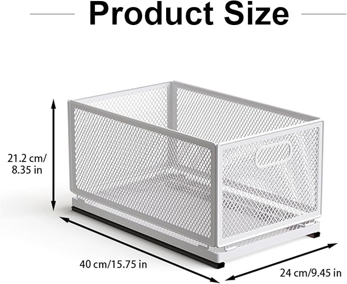 Pull Out Cabinet Organizer, Slide Out Drawers Fixed with Adhesive Nano Film, Pantry Shelves Sliding Drawer Storage Organization for Kitchen/Bathroom/Bedroom (15.7*9.4*8.3inch/40*24*21.2cm)
