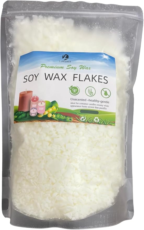 100% Natural Soy Wax Flakes for Candle Making,Farm-Sourced, No Additives, Eco-Friendly, Clean Burning, DIY Candle Supplies, Safe and Pure, 0.5 LBS