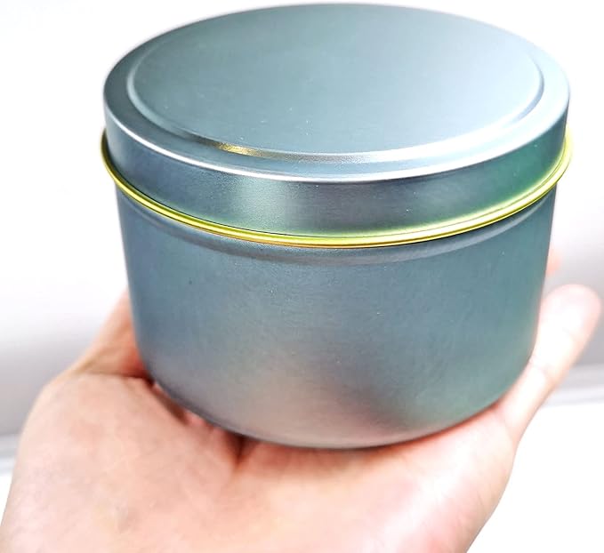 Unixing 8oz 12Pcs Metal Candle Tins for DIY Candle Big Container for Making Light Blue Champagne Rose Gold Cantainer Tins