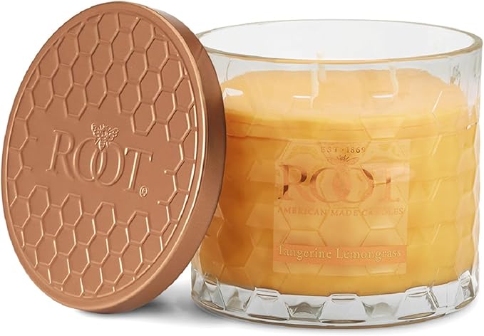 Root Candles Scented Candles Honeycomb Beeswax Blend Premium Handcrafted Candle, 12-Ounce 3-Wick, Tangerine Lemongrass