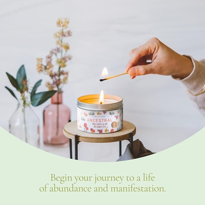 MAGNIFICENT 101 Spiritual Ancestor Candle - 6 Oz Soy Wax - 35 Hour Burn - Floral & Citrus Oils with Marigold, Calendula & Sandalwood Scents - Energy Cleansing & Meditation Ancestor Altar Supply