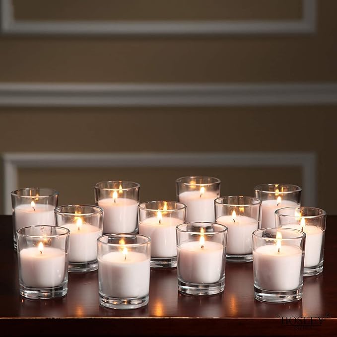 Hosley Unscented Votive Candles, Clean-Burning with 10-12 Hour Burn time Ideal for Weddings, Parties, Aromatherapy, (Ivory, 240)