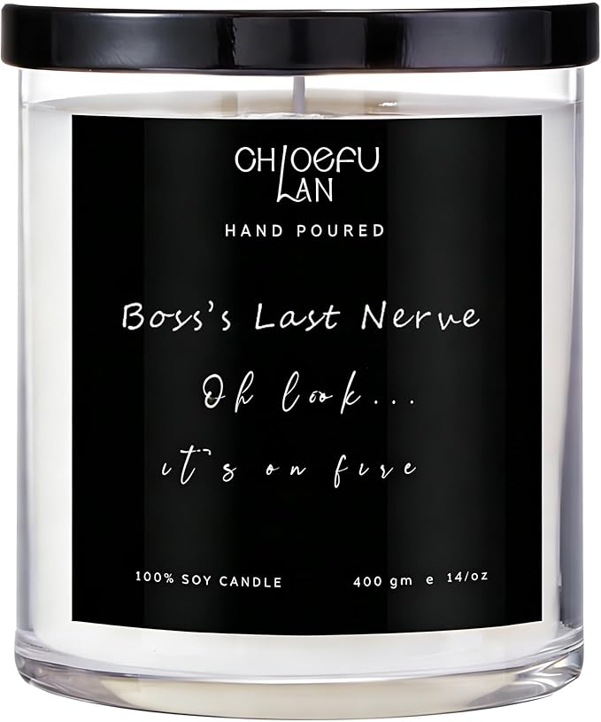 Chloefu LAN My Last Nerve Candle, Boss Gifts for Women & Men, Office Gift for Coworkers Employee Boss Lady Manager Colleague, Appreciation Inspirational, Lilac Candle 14 Oz