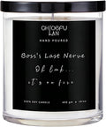 Chloefu LAN My Last Nerve Candle, Boss Gifts for Women & Men, Office Gift for Coworkers Employee Boss Lady Manager Colleague, Appreciation Inspirational, Lilac Candle 14 Oz
