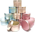 Unixing 8oz 12Pcs Metal Candle Tins for DIY Candle Big Container for Making Light Blue Champagne Rose Gold Cantainer Tins