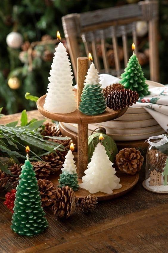 4PCS Christmas Tree Silicone Mold, 3D Candle Molds for Candle Making, Tree Shaped Silicone Epoxy Resin Mold for DIY Wax Candle Soap Art Craft Cake Chocolate Home Decor