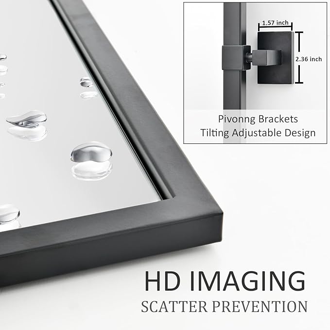 Rectangle Bathroom Mirror - 24x36 Inch Black Metal Framed Tilting Beveled Vanity Mirrors, Modern Pivot Mirror for Bedroom Bathroom Living Room Entrance
