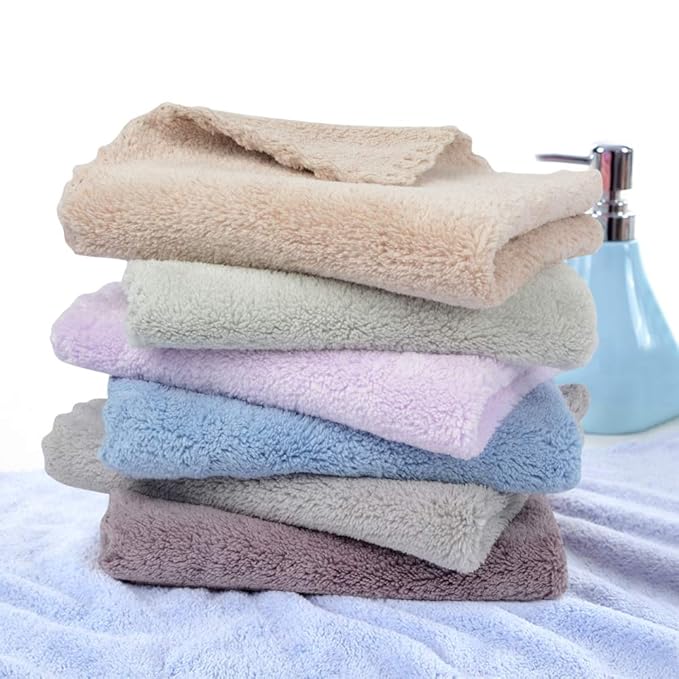 SUNLAND Microfiber Face Cloth Reusable Makeup Remover Facial Cleansing Towel Ultra Soft Face Washcloth 12inchx12inch 6 Pack Multicolor