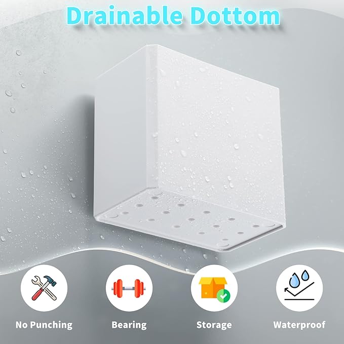 Suclain 8 Pcs Wall Mounted Organizer Non-Drilling Adhesive Floating Shelf White Wall Bin Organizer Hanging Storage Containers for Bedroom Bathroom Kitchen Office