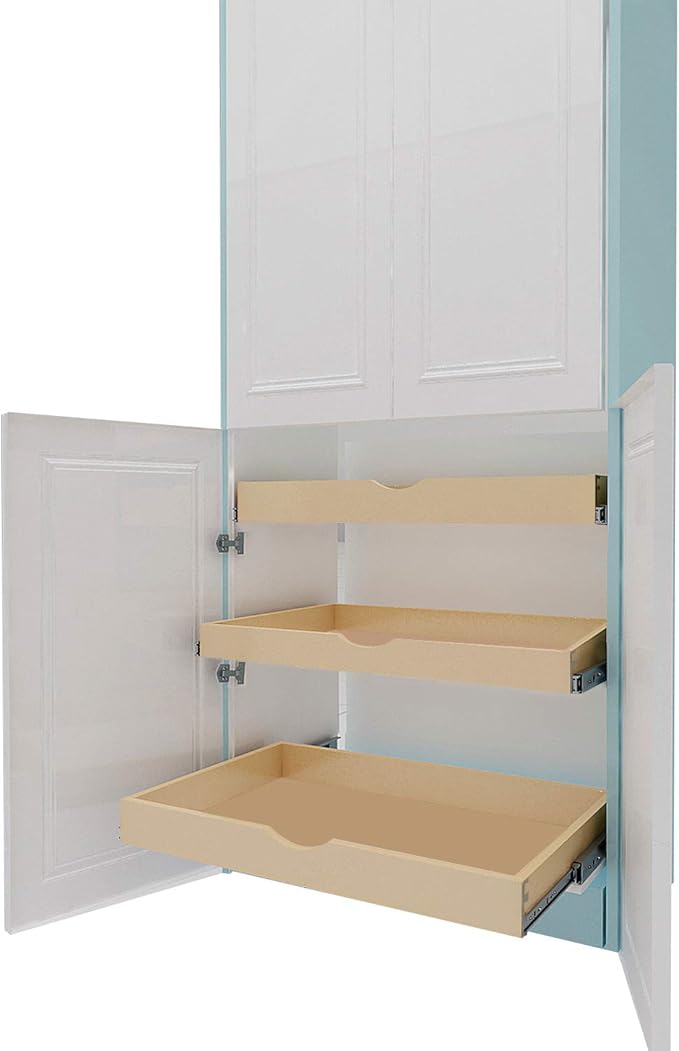 COUVER DIY Non-Assembled Birch Wood, Pull-Out Cabinet Organizers, Under Sink Organizers for Bathroom & Kitchen, Cabinet Slide-Out Organizers and Storage, Soft Closed Rail, 21 inch